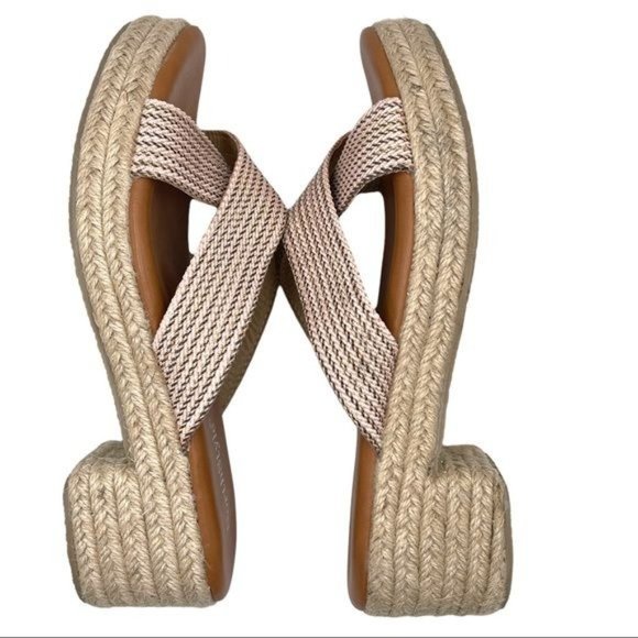 NorthStyle Espadrille Sandals Slip-on Block Heel Criss-Cross Pink Gold Size 37 - Picture 8 of 12